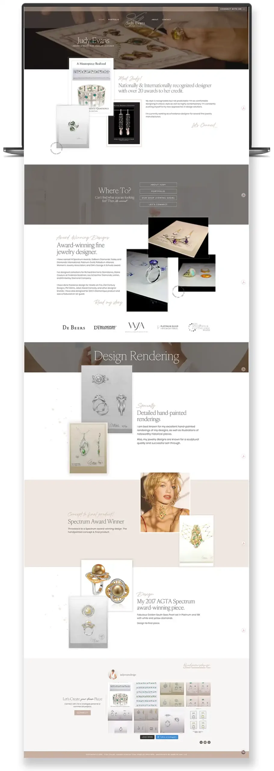 JudyEvansDesign.com home page mockup