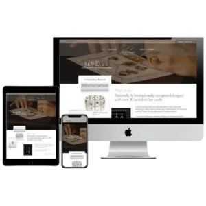 3 device mockup for the new JudyEvansDesign.com